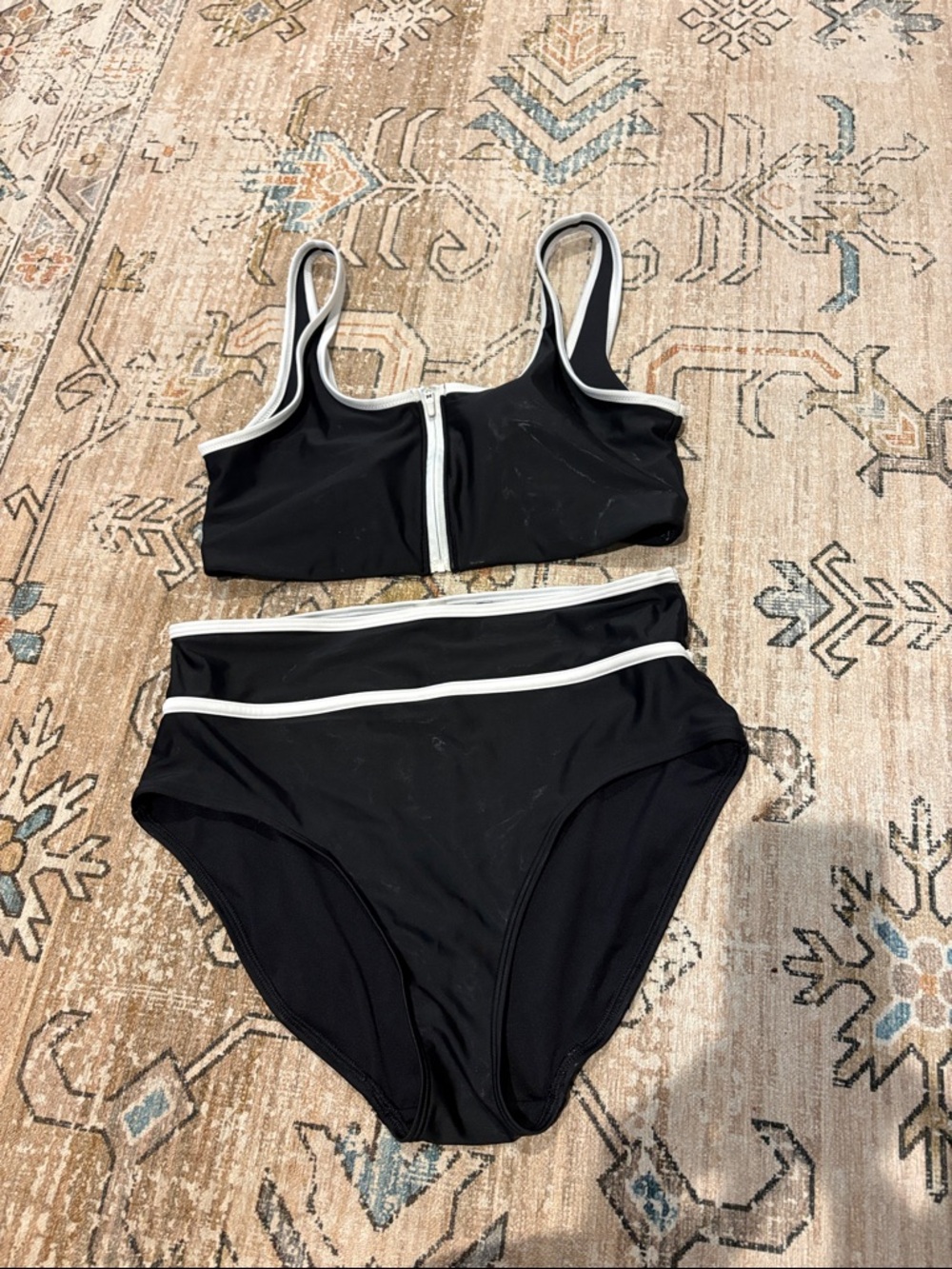 Old Navy Black Bikini Set with White Trim